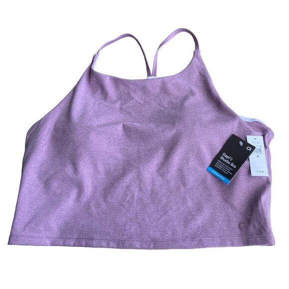Gap Studio Long Line Sports Bra Pink / Purple Cross Back Straps Size XL NWT - Picture 3 of 8